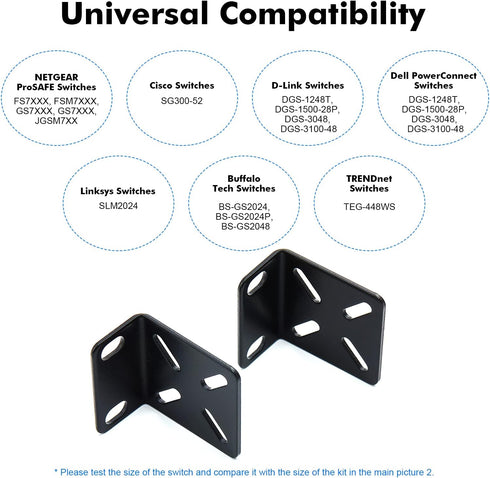 MokerLink Rack Mount Kit for 17.3 inch Wide Switches, Adjustable Hole Distance 14-29mm, 0.5-1.14inch, Compatible for Some Cisco, NETGEAR, Dell, D-...