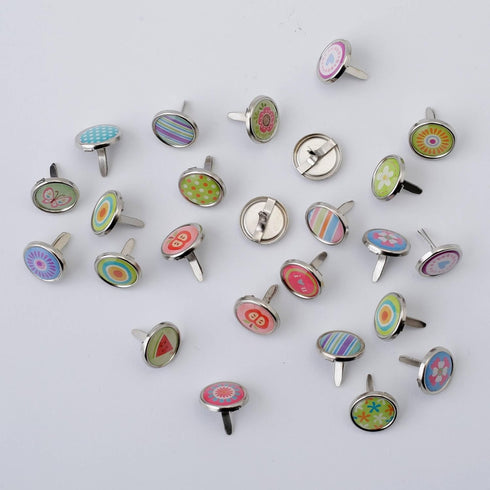 (100 Pieces) Metal Cute Decorative Brads (12mm) – Mixed Mini Small Round Head Brass Paper Fasteners with Split Pins for Scrapbooking, DIY Crafts, ...