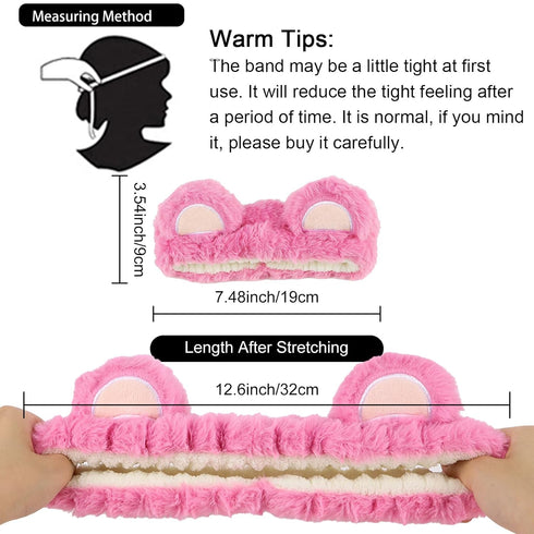 WHAVEL 2PCS Spa Headband, Cute Bear Ears Headband Makeup Skincare Headbands Face Wash Headband (Pink, Rose)...