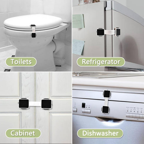 4 Pack Baby Proofing Cabinet Locks,Child Safety Latches Lock with Adhesive,No Drilling and Adjustable Strap Length for Drawers,Fridge,Dishwasher,T...