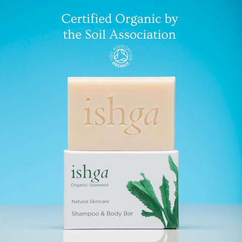 Ishga Seaweed Infused Shampoo & Body Bar | Natural & Organic Skincare | Scottish Seaweed | Lemongrass, Rose Geranium, Lavender, Juniper Berry | SL...