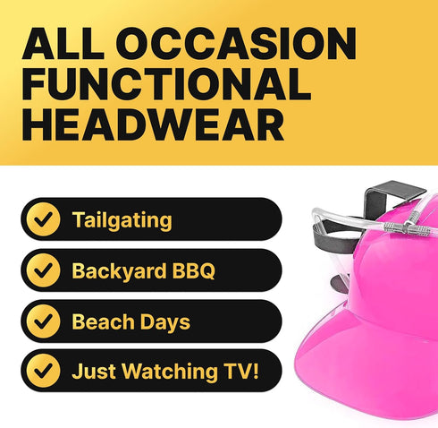 Fairly Odd Novelties Beer Soda Guzzler Helmet Drinking Party Hat, Pink...