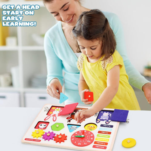 TOY Life Wooden Busy Board Montessori Toys for Toddlers Activity Board Sensory Toys for Toddlers 1-3 Busy Board for 1 Year Old Travel Toy Educatio...