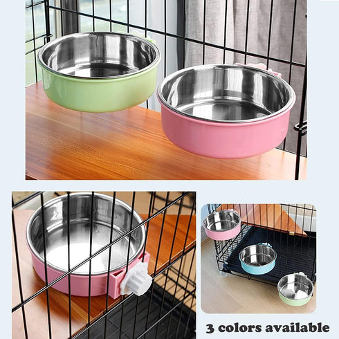 Love Dream Crate Dog Cat Bowls, Removable Stainless Steel Hanging Pet Cage Bowls for Kennel, Water Food Feeder Bowls Cage Coop Cup for Cats, Dogs,...