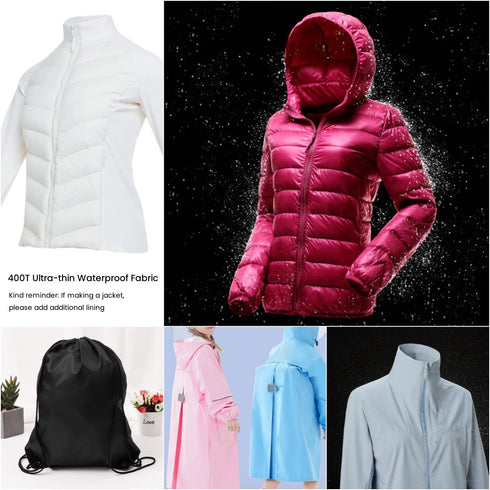 400T High Density Ultrathin White Matte Nylon Taffeta Waterproof Fabric 60" Wide Soft Warm Nylon Fabric for Clothing Sewing Down Jacket Outdoor In...