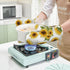 Sunflower Oven Mitts and Pot Holders Silicone Sunflowers Kitchen Gloves Yellow Sunflower Potholders Heat Resistant 4Pcs Oven Gloves Hot Pads for C...