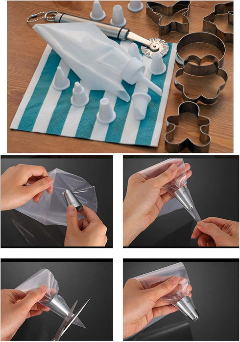 Piping Pastry Bag Pack of 100 Plastic Disposable Cream Pastry Bag Cake Icing Sugarcraft Cupcake Piping Decorating Tool For Baking Supplies (Large ...