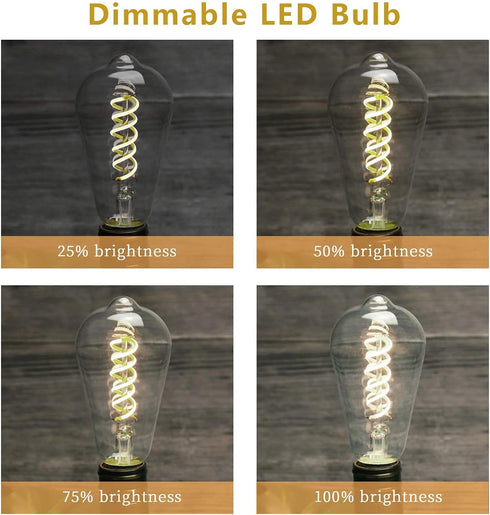 Dimmable Vintage LED Edison Bulbs, 6W, Equivalent 60W, 600lm, Daylight 5000K,ST58 Antique LED Filament Bulbs, E26 Medium Base, Clear Glass, Pack o...