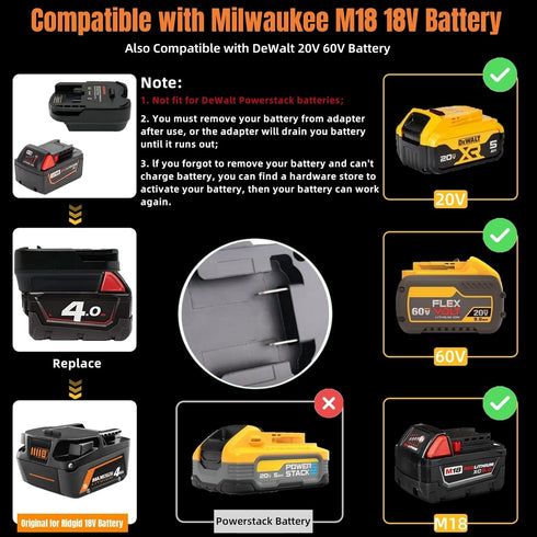 for Milwaukee Battery Adapter, Convert for Milwaukee M18 18V Battery to for Ridgid 18V Battery Replacement Adapter, Work for Ridgid AEG 18V Cordle...