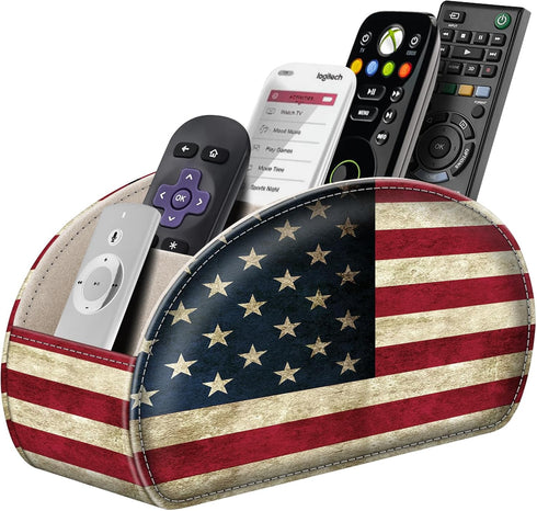 Fintie Remote Control Holder, Vegan Leather TV Remote Caddy Desktop Organizer 5 Compartments Fits TV Remotes, Media Controllers, Office Supplies, ...