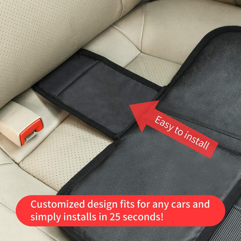 Car Seat Protector - Seat Protection Mat - Thick Padding - Durable, Waterproof Fabric, Leather Reinforced Corners & 3 Pockets for Handy Storage Bl...
