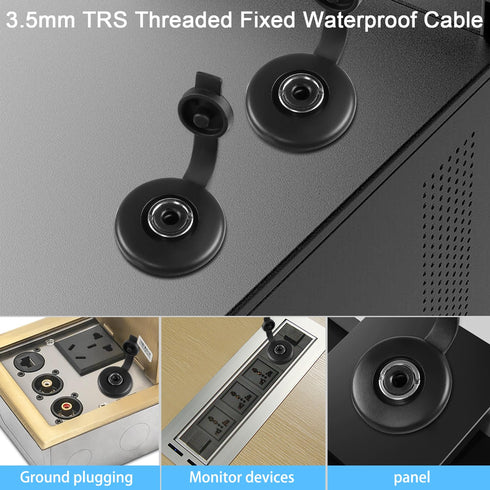 QIANRENON 3.5mm TRS Threaded Fixed Waterproof Cable 1/8 Male to Female Embedded Mount Stereo Adapter 3.5mm Plug to Jack Headphone Mount Cable, for...