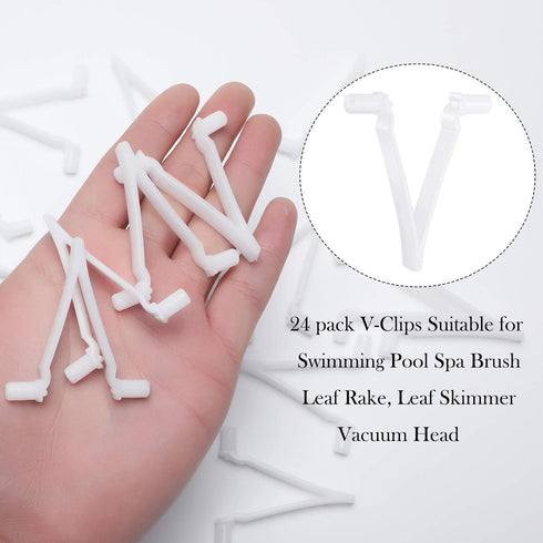24 Pieces Pool Butterfly Clip V Clip Pool Attachment Clip for Skimmer Net, Leaf Rake, Brush, Pool Supply...