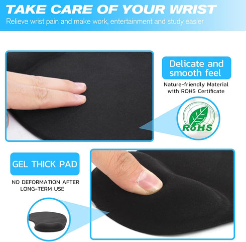 Mouse Pad with Wrist Support,Ergonomic Desktop Mouse Pad with Comfortable Gel Wrist Rest and Non-Slip PU Base for Easy Typing Pain Relief for PCs,...