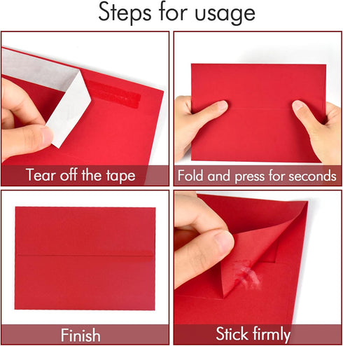 A7 Red Invitation 5x7 Envelopes 100 Pack- Self Seal, Square Flap,Perfect for 5x7 Cards, Weddings, Birthday, invitations, Graduation, Baby Shower, ...
