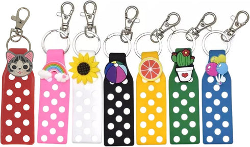 Shoe Charm Keychain Holder for Jibbutz Compatible with Croc Shoe Charms | 7 pk 1 each color | Black, Red Green, Green, Blue, Yellow, Pink, White T...