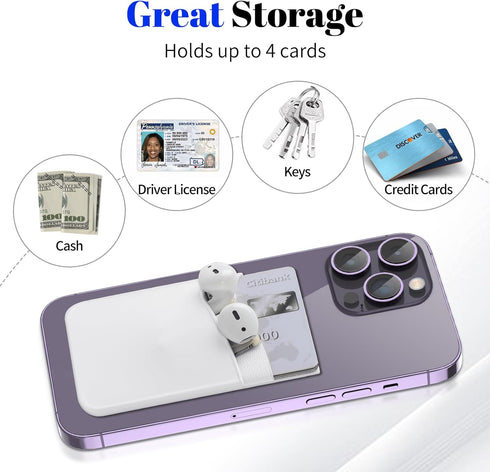 Senose Phone Card Holder, Phone Wallet Stick On, Silicone Card Holder for Back of Phone Credit Card Holder for Phone Case Compatible for Most of C...