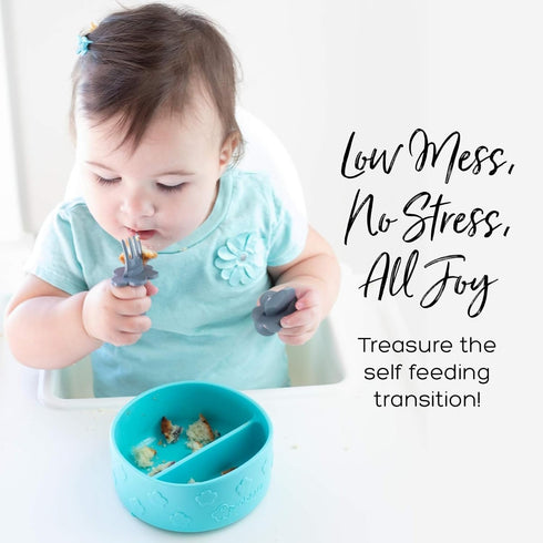 grabease Baby Bowls Silicone Bowls for Toddler Baby Feeding Divided Bowl, Dishwasher and Sterilizer Safe, Gray...