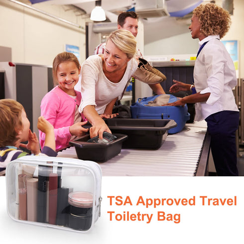 Wedama TSA Approved Toiletry Bag, Cosmetic Bags 2 Pack with Zipper Carry on Airline Airport Travel Accessories, PVC Makeup Bags for Travel, Quart ...