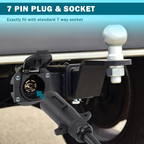 7 Pin Trailer Plug and Socket Kit RV Blade Trailer Wiring Harness Connector 7 Way Vehicle Side Replacement Trailer Plug Socket for Trailer Tow Hit...