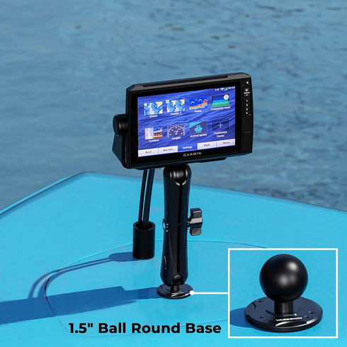 1.5" Ball Mount with Aluminum Alloy Round Plate, Universal Electronic Device Mounting Base with AMPS Holes for Garmin, Lowrance, Humminbird, for R...