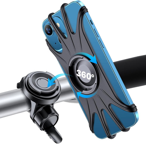 VUP Bike Phone Mount Detachable, Universal Bicycle Phone Holder with 360° Rotatable Silicone Mount for iPhone 15/14/13/Pro Max/Pro/mini/12/11/Xs/M...
