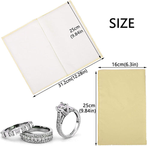 SEVENWELL 2pcs Jewelry Polishing Cleaning Cloth Large 10 x 12in for Sterling Silver Jewelry Gold, Diamond, Platinum, Coins (Yellow)...
