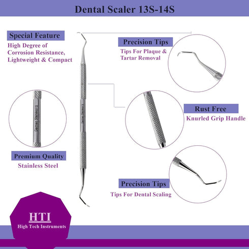 6 Dental Sickle Scalers Double Ended Probes for Professional Teeth Cleaning Calculus Plaque & Tartar Remover - Made of Stainless Steel for Oral Ca...