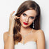 4Pcs Bridal Teardrop Necklace Dangle Earrings Rhinestone Bracelet Set Silver Wedding Jewelry Set for Women for Wedding Party...