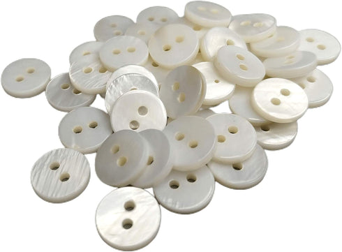 50 Nacar Natural Shell Buttons - Sewing Accessory - 6 Sizes - Manufactured and Shipped from Spain - (10 mm)...