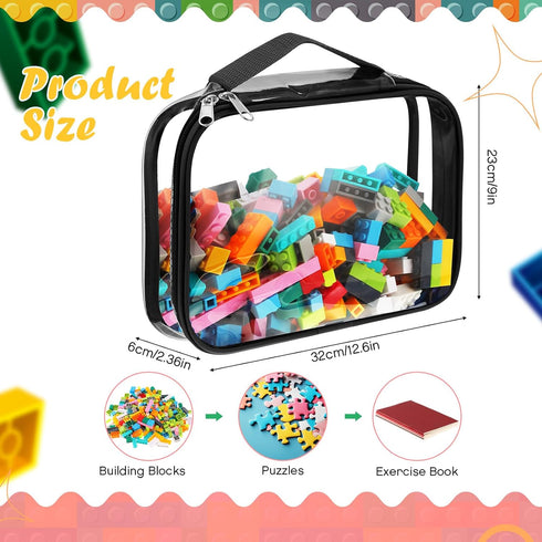Sanwuta 3 Packs Toy Storage Bags with Zipper, Clear PVC Organizing Bags, Waterproof Toy Bags for Board Games, Building Blocks, Toys and Kids Books...