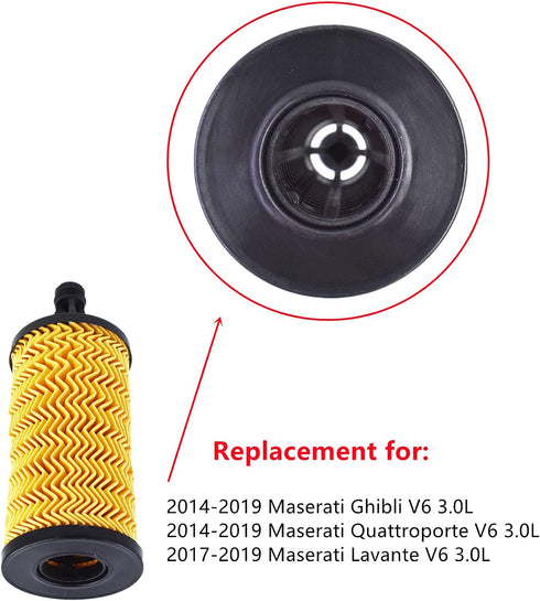 Oil Filter Replacement for Maserati Ghibli 2014-2019 Maserati Quattroporte 2014-2019 Maserati Lavante 2017-2019 V6 3.0L Replaces #311401 298939...