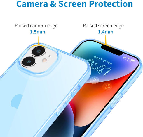 JJGoo Compatible with iPhone 14 Case Clear, Soft Shockproof Protective Slim Thin Phone Bumper Cover Transparent Phone Case, Translucent Blue...