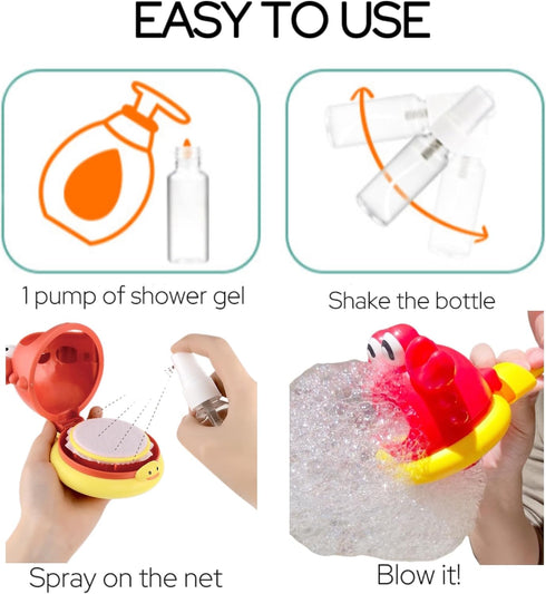 Bath Bubble Machine for Kids, No Battery Required Crab Bathtub Bubble Maker Water Toys for Baby Toddlers, Fun Summer Foam Machine for Outdoor Game...