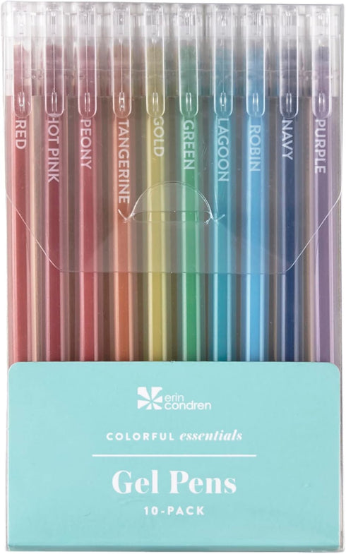 Erin Condren Essentials Colorful Gel Pen 10-pack | Colorful Gel Pens | Perfect for Writing and Color-Coding...