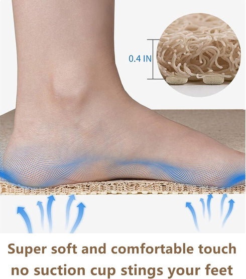 Anti Slip Shower Mat, Soft Textured Bath Mat, Easy Drain Non Slip Comfort Bathtub Mats, Quick Drying PVC Loofah Bathroom Mats, Phthalate Free (15....