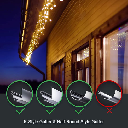 Holiday Light Clips Christmas Light Clips Outdoor Hang Gutter Hooks for Christmas Decoration String Lights Weatherproof Outdoor Lights Clips for H...