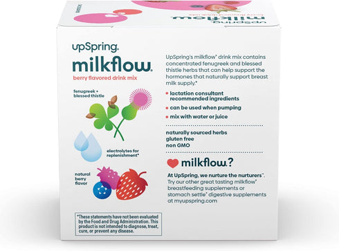 UpSpring Milkflow Electrolyte Breastfeeding Supplement Drink Mix with Fenugreek | Berry Flavor | Lactation Supplement to Support Breast Milk Suppl...