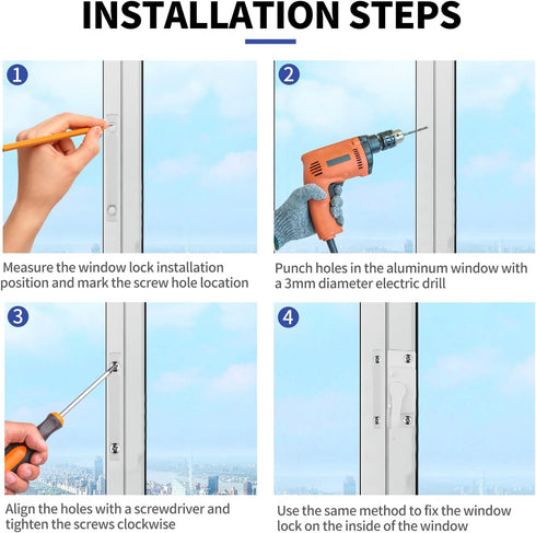 Window Sash Locks, 4 Pack Window Latches Replacement Sash Locks White Screw Hole Spacing 21mm/0.8in Fits Vinyl Single or Double and Vertical or Ho...