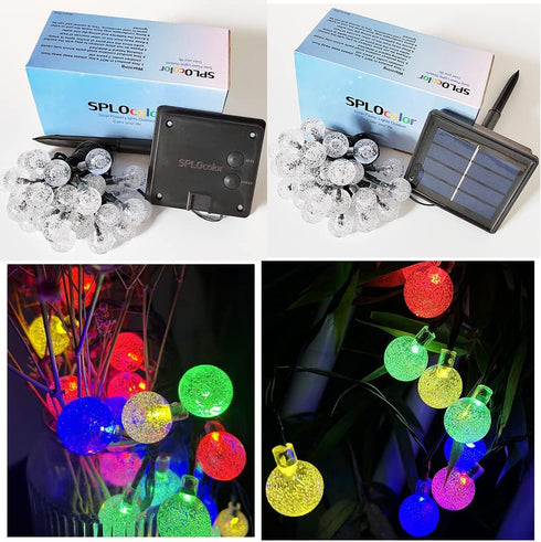 Solar String Lights Outdoor, 20ft Waterproof 30 LEDs 8 Modes Crystal Globe Solar String Fairy Lights Backyard Patio Christmas Lights for Holiday P...
