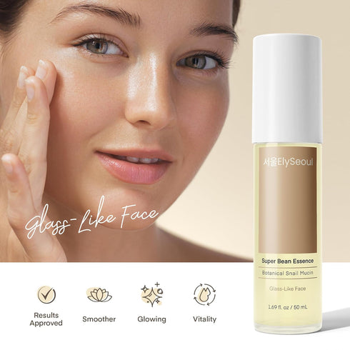 Bean Essence Face Repair Serum: Facial Hydrating & Glowing Botanical Snail Mucin for Glass-Like Skin from Korean Skincare, 1.69 fl. oz / 50mL...