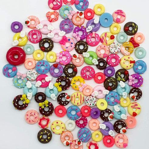 50 Pcs Slime Charms DIY Craft Making Kit, Resin Flatback Slime Beads, Doughnut, Mints, Pretzels, Fruit Loops...
