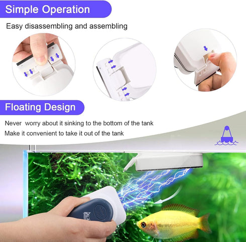 AQQA Aquarium Strong Magnetic Cleaner Brush, Fish Tank Glass Algae Magnet Cleaning Tool Floating Cleaner Scrubber Brush with 2 Detachable Scraper ...