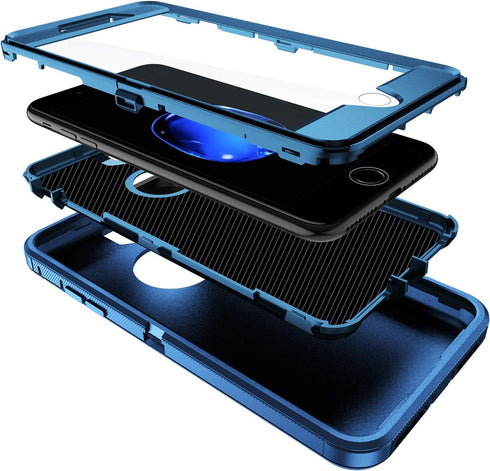for iPhone 8 Plus,iPhone 7 Plus Case,Built-in Screen Protector, Shockproof 3-Layer Full Body Protection Rugged Heavy Duty High Impact Hard Cover C...