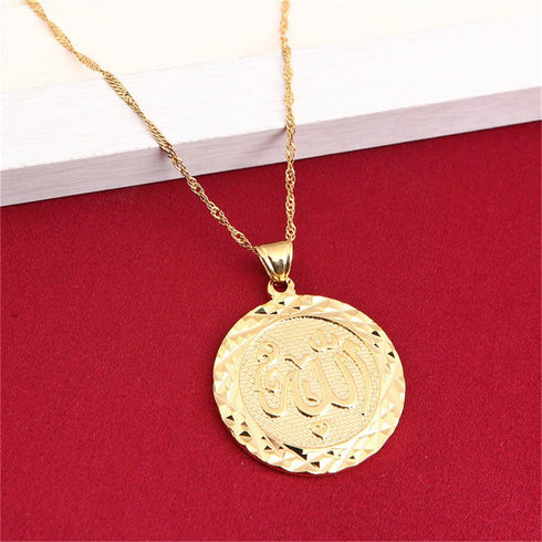 Platinum 24K New Islamic Allah Pendant Charms Choker Necklace Religious Muslim Jewelry...