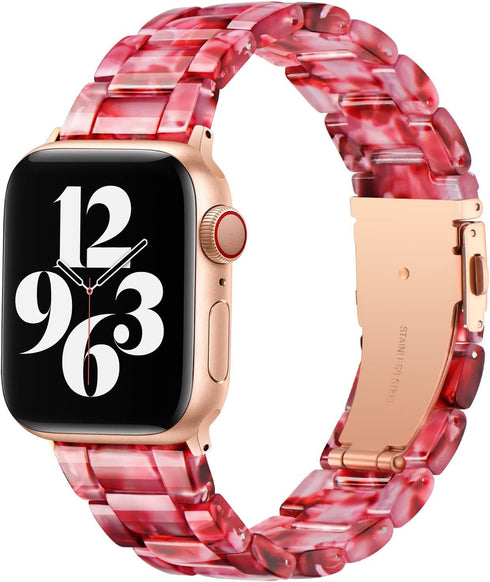 Bestig Compatible with Resin Apple Watch Band 38mm 40mm 41mm 42mm-Series 10, Stainless Steel Buckle Waterproof Replacement Strap for iWatch Ultra ...