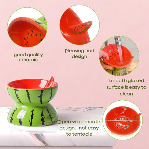Hamiledyi Ceramic Raised Cat Bowl 5In Elevated Wide Cat Bowl for Food and Water Anti Vomiting Tilted Pet Feeder Dish for Indoor Cats and Small Dog...