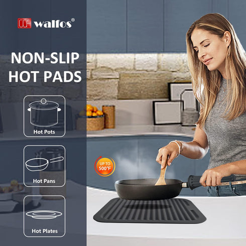 Walfos Trivets for Hot Dishes, Multi-Purpose Silicone Pot Holders, Hot Pads for Kitchen Hot Pots and Pans, Heat Resistant Silicone Mats for Kitche...