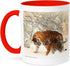 3dRose mug_214340_5 "Siberian Tiger and Cub" Two Tone Mug, 11 oz, Red...