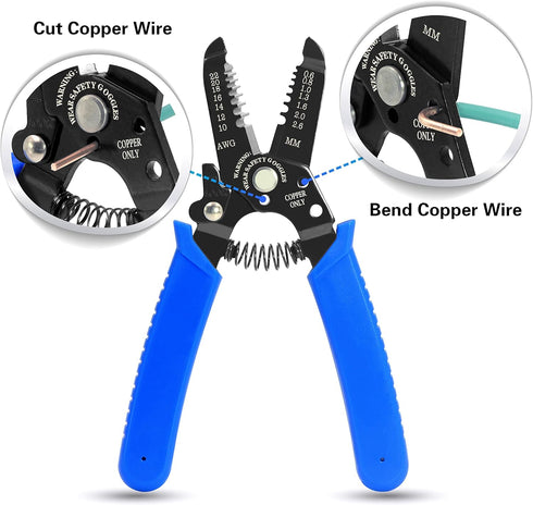 VCELINK Precision Wire Stripper and Cutter with Safety Lock, Wire Stripping Cutting Tool for 10-22 AWG Solid and Stranded Wires...